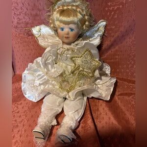 Elegant White and Gold Angel Doll